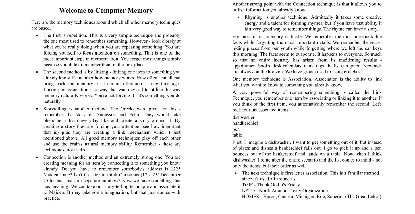 Computer Memory - Develop A Computer Like Memory In 5 Minutes A Day (Digital book)
