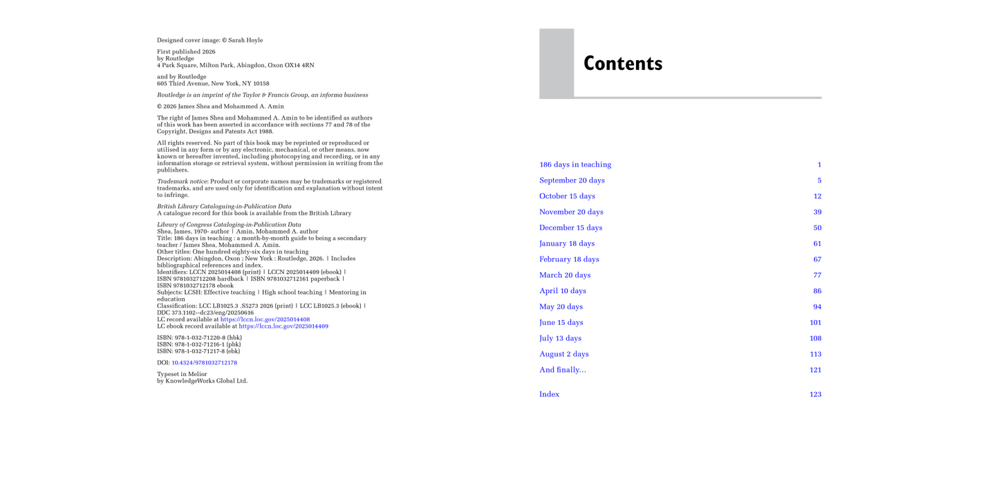 186 Days in Teaching - A Month-by-Month Guide to Being a Secondary Teacher by James Shea, Mohammed A. Amin (Digital book)