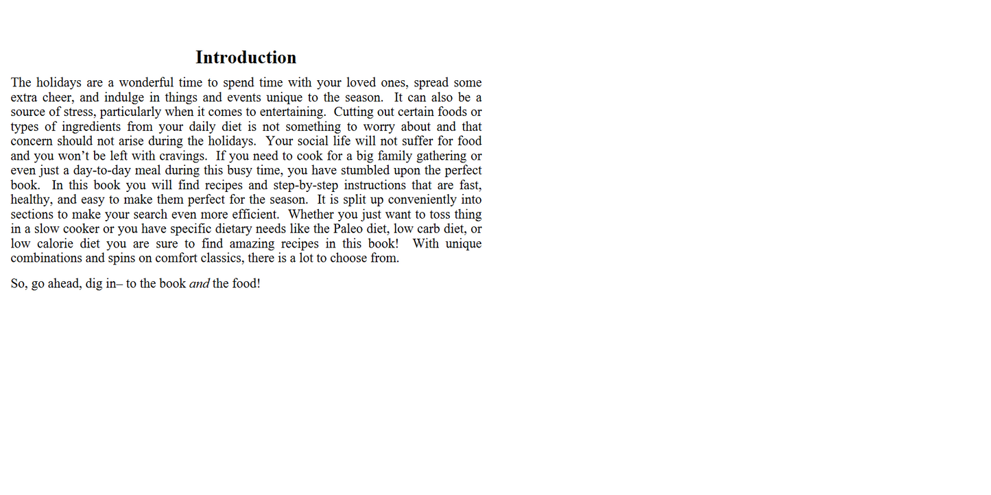 Holiday Recipes - Easy and Healthy Low Carb, Paleo, Slow Cooker Recipes for Your Best Holidays (Digital book)