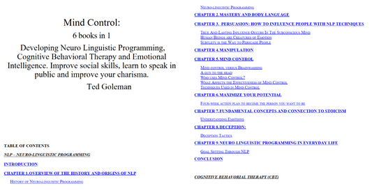 Mind Control, 6 books in 1- Developing Neuro Linguistic Programming, Cognitive Behavioral Therapy and Emotional Intelligence. Improve social skills, learn to speak in public and improve your charisma (Digital books)