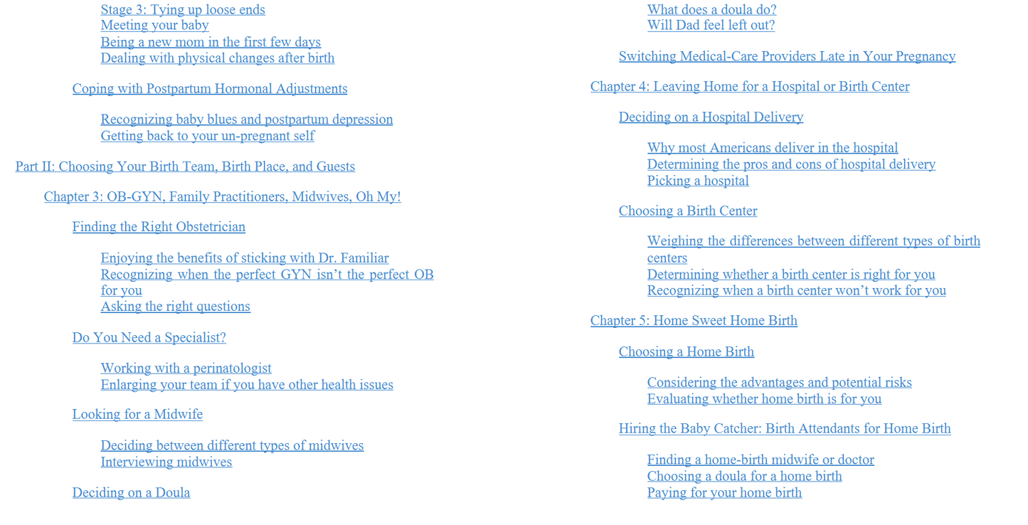 Birth Plans For Dummies (Digital Book)